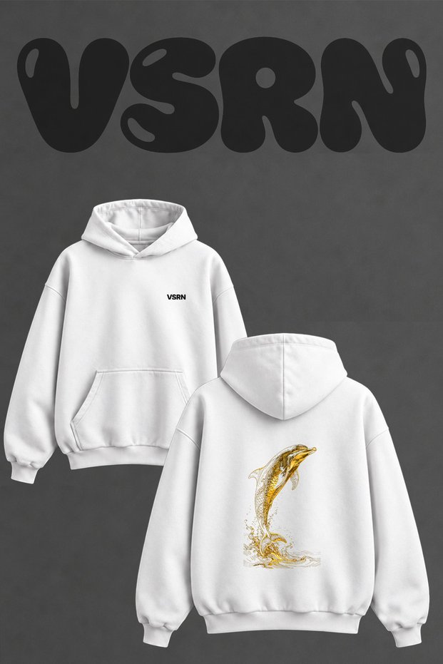Altin Yunus Design Back Printed Oversize White Hooded Sweatshirt