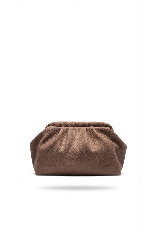 Zenna Knitted Patterned Nubuck Suede Women's Hand and Shoulder Bag