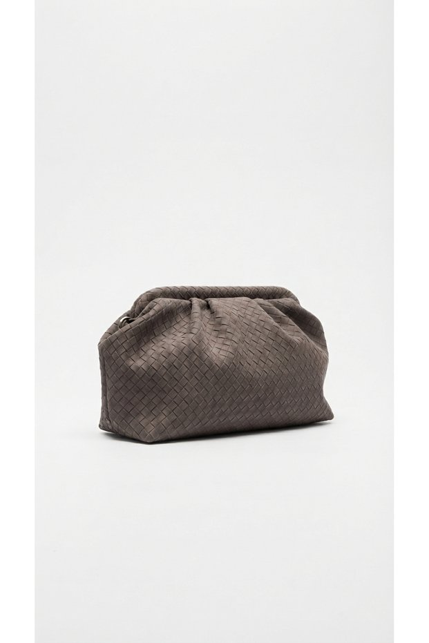 Zenna Knitted Patterned Nubuck Suede Women's Hand and Shoulder Bag