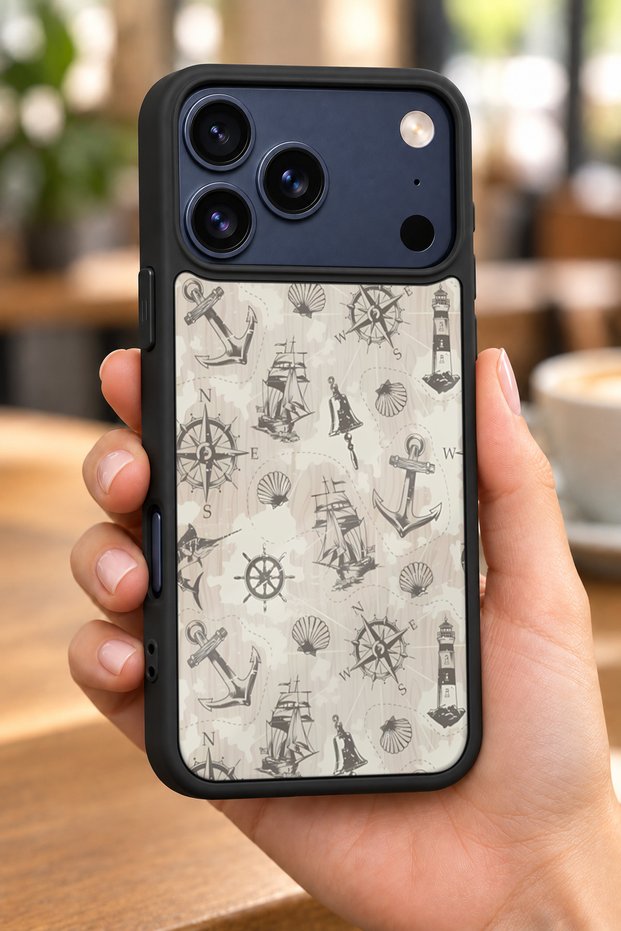 حافظة مقاومة للصدمات متوافقة مع هاتف iPhone 18 Pro مع حماية للكاميرا بنمط بحري