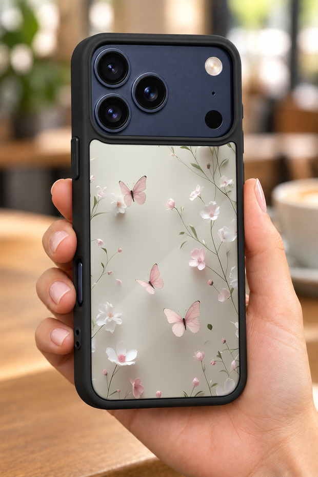 حافظة مقاومة للصدمات متوافقة مع هاتف iPhone 18 Pro مع حماية للكاميرا بنمط الزهور