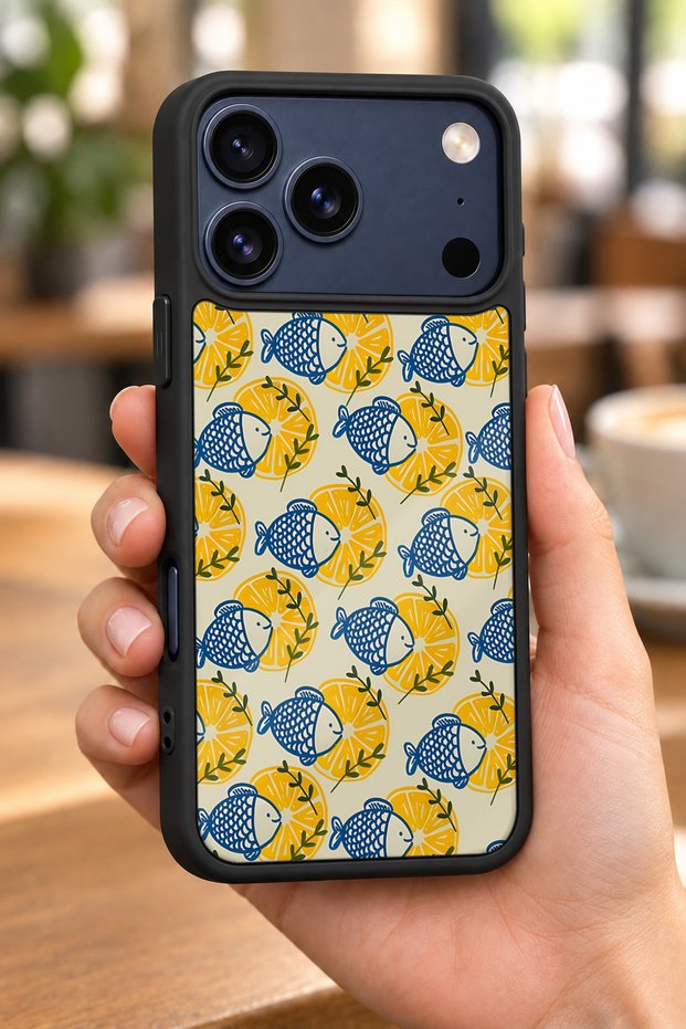 حافظة مقاومة للصدمات متوافقة مع هاتف iPhone 18 Pro مع حماية للكاميرا بنمط الليمون