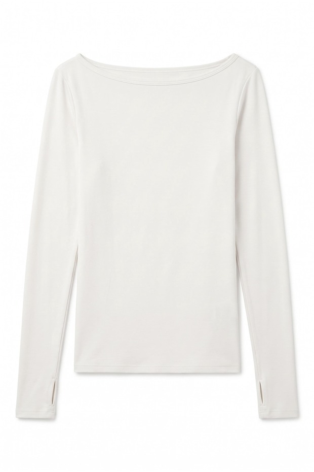 Long Sleeve Fingerless Boat Neck Basic Badi