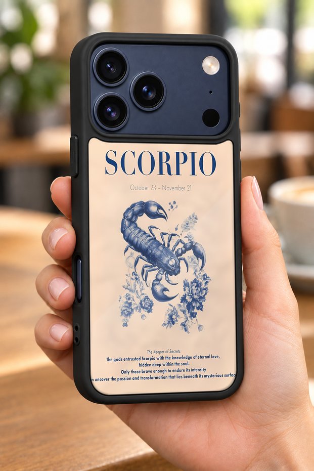 حافظة مقاومة للصدمات متوافقة مع هاتف iPhone 18 Pro مع حماية للكاميرا بنمط Scorpio
