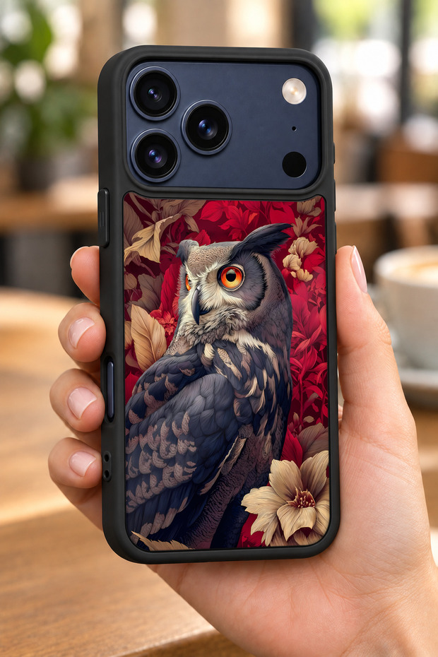 حافظة مقاومة للصدمات متوافقة مع هاتف iPhone 18 Pro مع حماية للكاميرا بنمط البومة