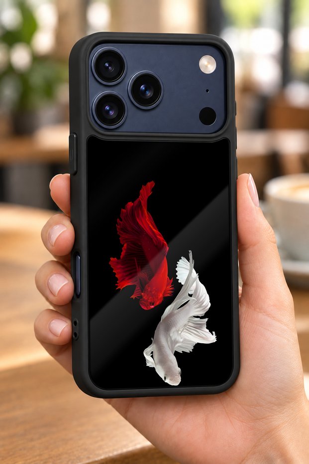 حافظة مقاومة للصدمات متوافقة مع هاتف iPhone 18 Pro Max مع حماية للكاميرا بنمط حوض السمك