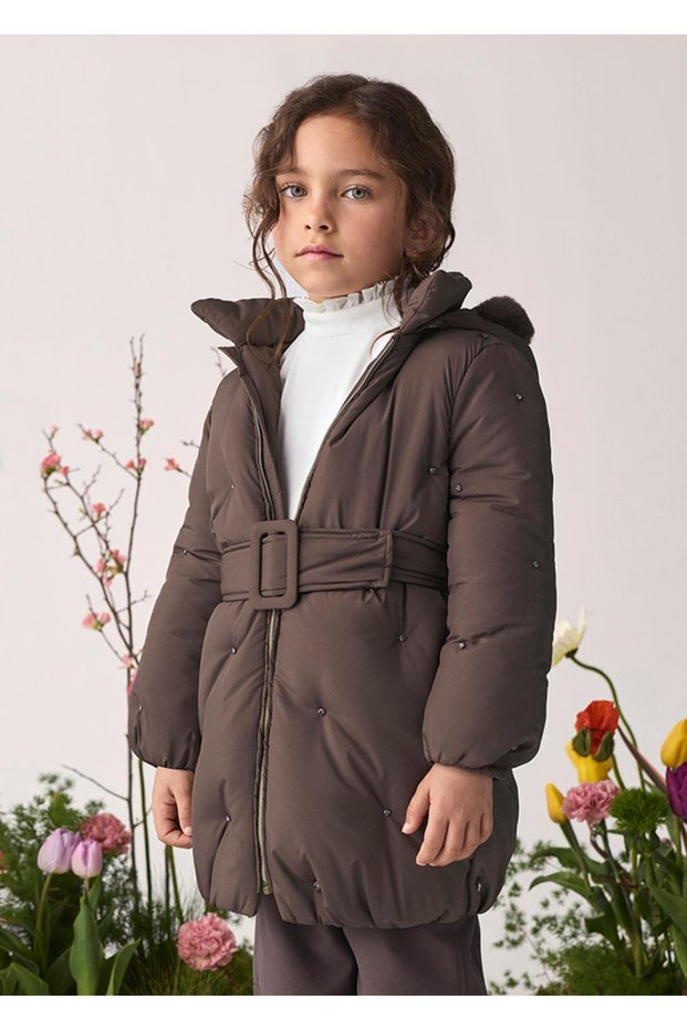 Abel&Lula Belted Girl's Warm Lined Coat_Mnvs5815