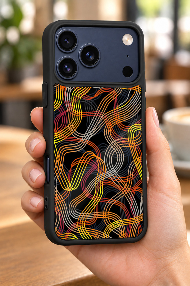 حافظة مقاومة للصدمات متوافقة مع هاتف iPhone 18 Pro مع حماية للكاميرا بنمط خطوط
