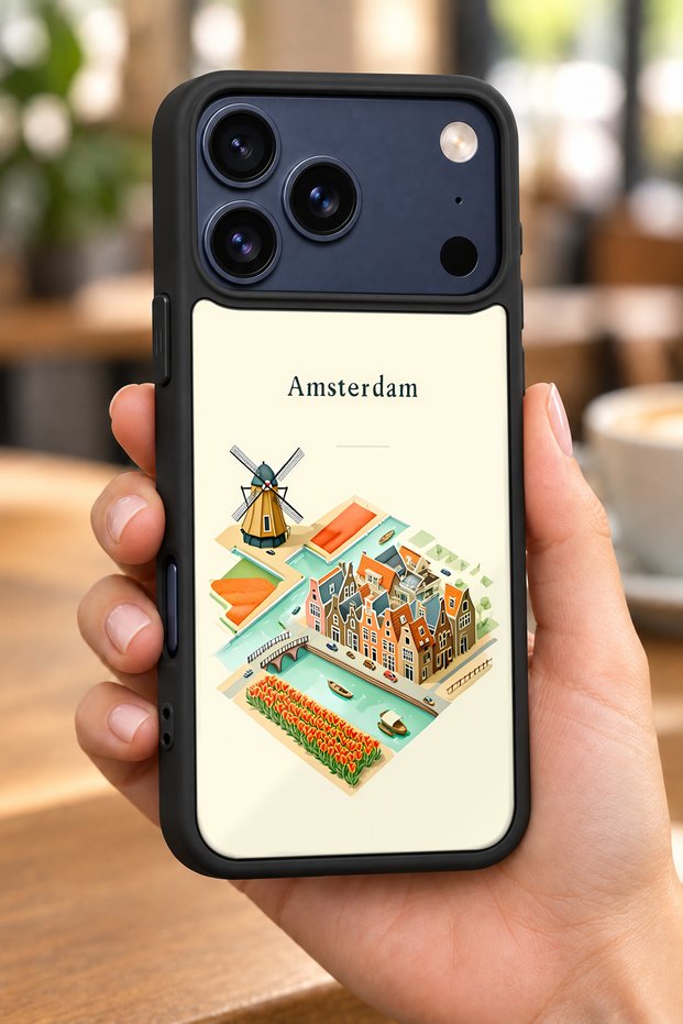 حافظة مقاومة للصدمات متوافقة مع هاتف iPhone 18 Pro مع حماية للكاميرا بنمط أمستردام