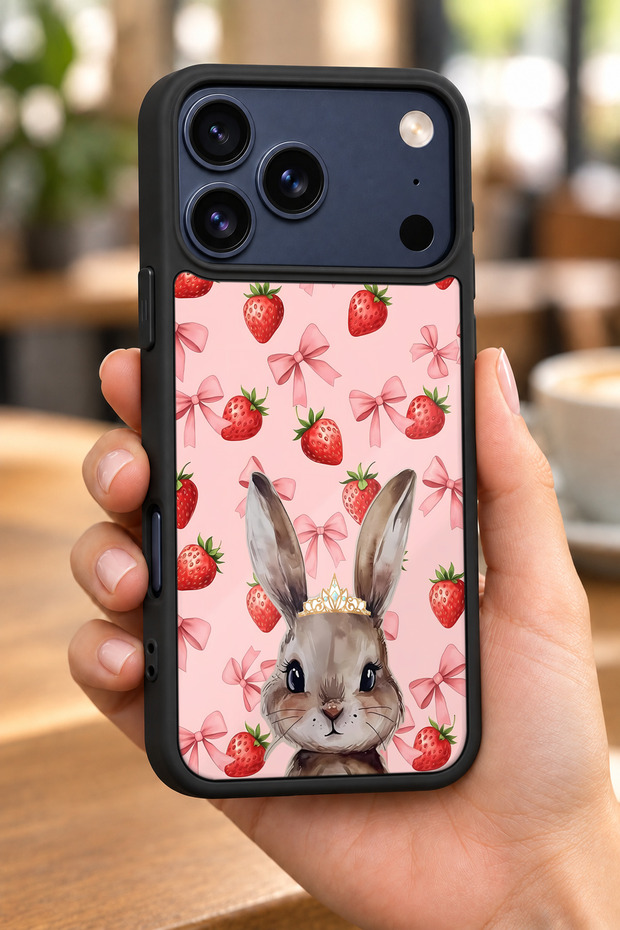 حافظة مقاومة للصدمات متوافقة مع هاتف iPhone 18 Pro مع حماية للكاميرا بنمط تاج الأرنب