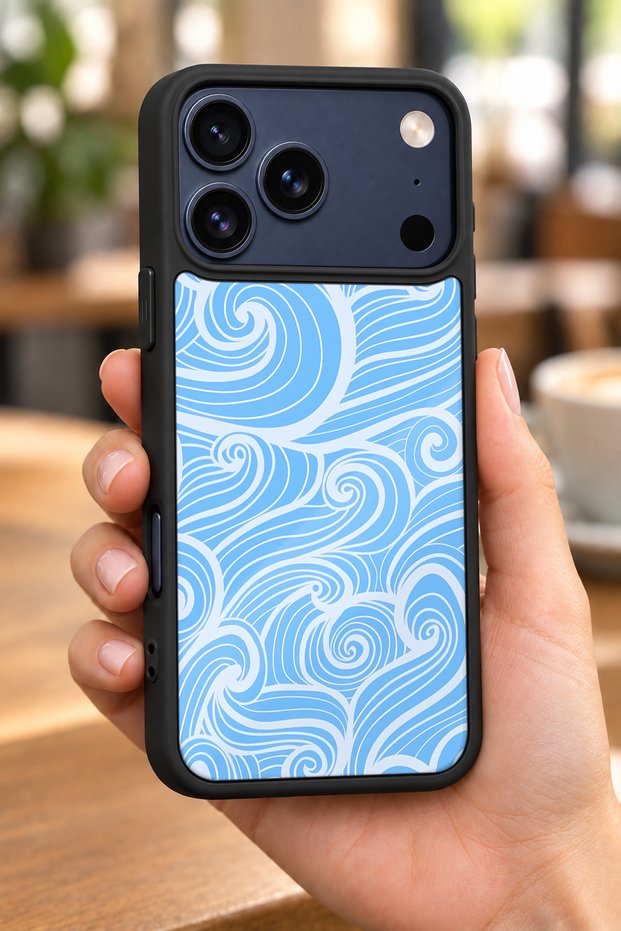 حافظة مقاومة للصدمات متوافقة مع هاتف iPhone 18 Pro Max مع حماية للكاميرا بنمط BlueWave
