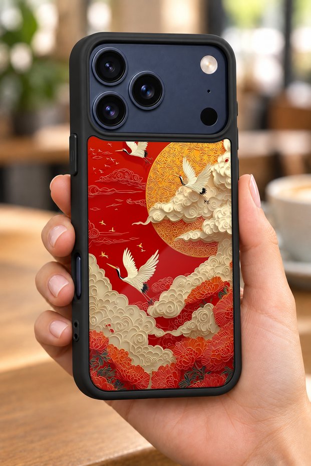 حافظة مقاومة للصدمات متوافقة مع هاتف iPhone 18 Pro مع حماية للكاميرا بنمط زهرة الفاوانيا