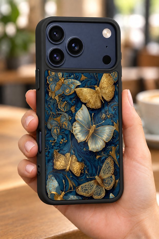 حافظة مقاومة للصدمات متوافقة مع هاتف iPhone 18 Pro مع حماية للكاميرا بنمط الفراشة