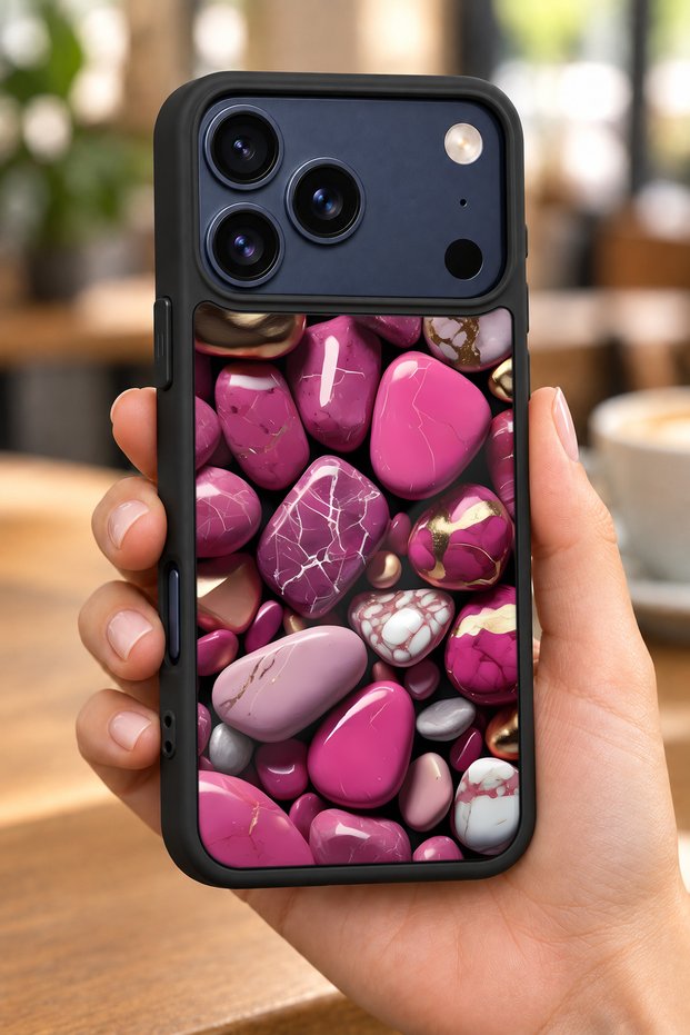 حافظة مقاومة للصدمات متوافقة مع هاتف iPhone 18 Pro باللون الوردي والذهبي مع حماية للكاميرا