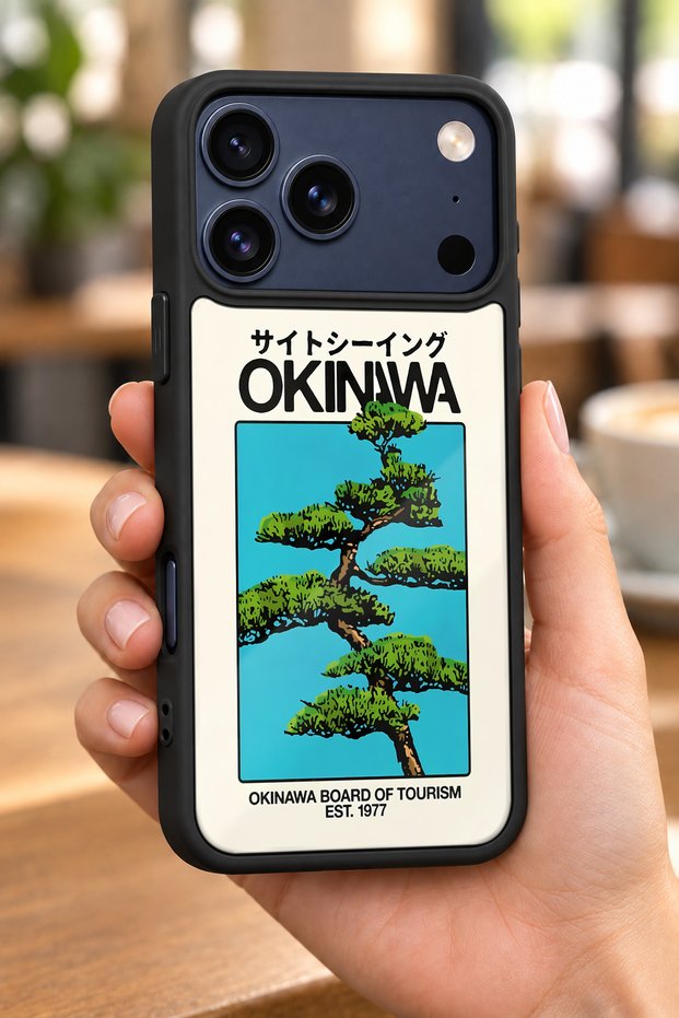 حافظة مقاومة للصدمات متوافقة مع هاتف iPhone 18 Pro مع حماية للكاميرا بنمط أوكيناوا