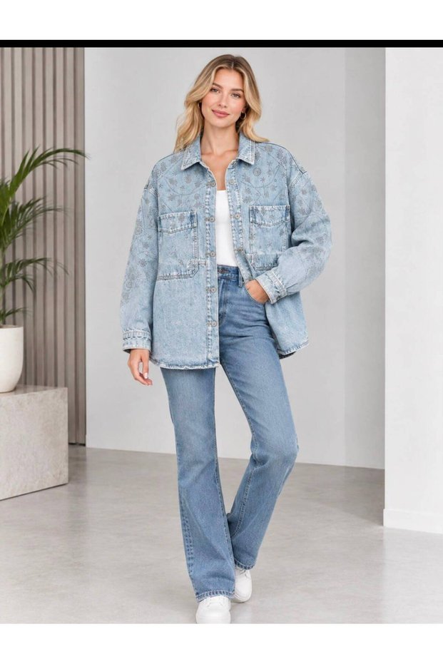 Layal Beauty Women's Jeans Stone Design Denim Jacket New Season