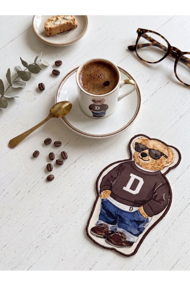 College Style Sweater Embroidered Teddy Bear Cocktail Napkin 1 Piece