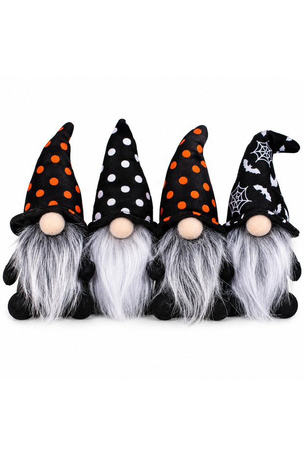 Halloween Plush Gnome Tabletop Decorations, 4PCS, 15CM