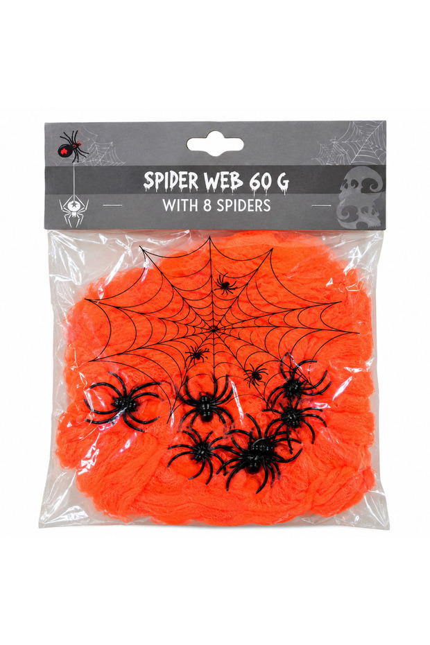 Halloween Stretchable Spider Web with 8 Spiders, 20 x 20CM