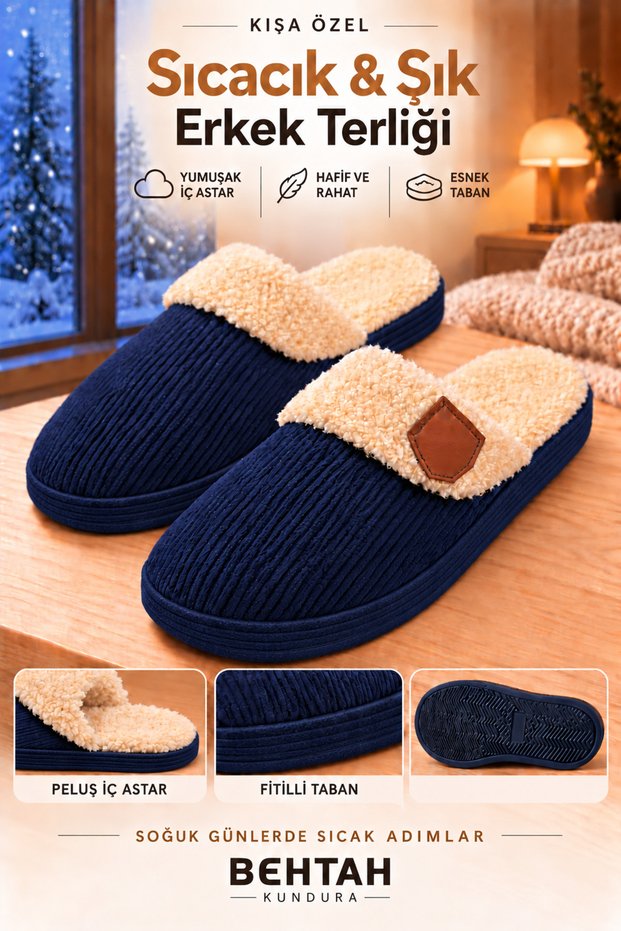 Unisex Indoor House Slippers with Plush Warm Inner Lining, Comfortable Winter Slippers, Large Size