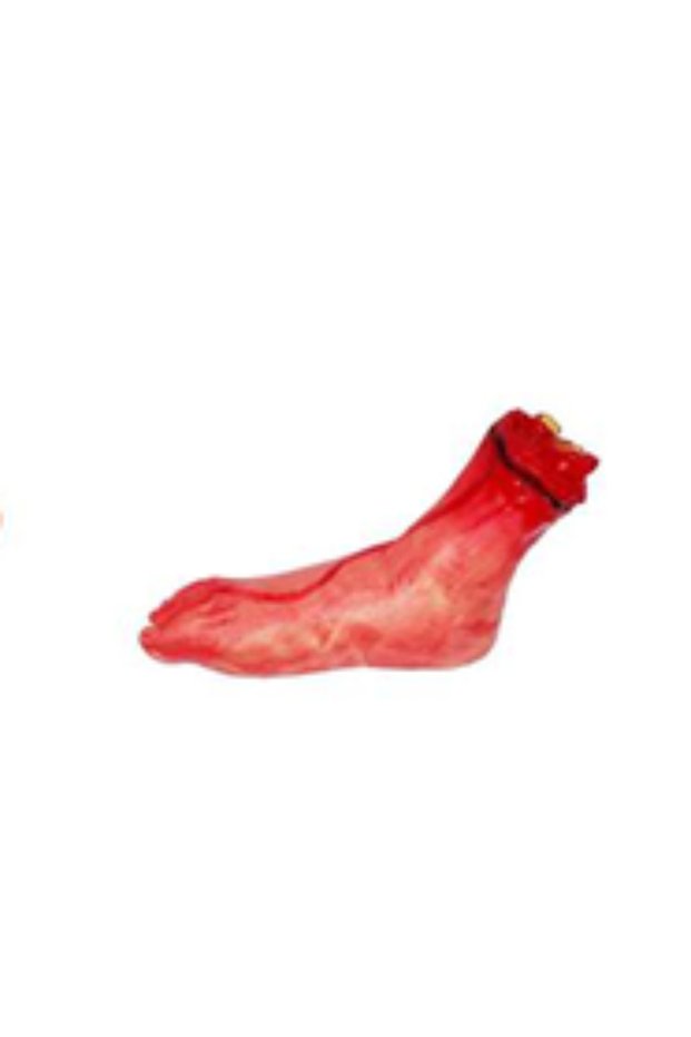 Halloween Severed Foot Prop, Bloody Fake Leg Horror Decoration for Haunted House Display