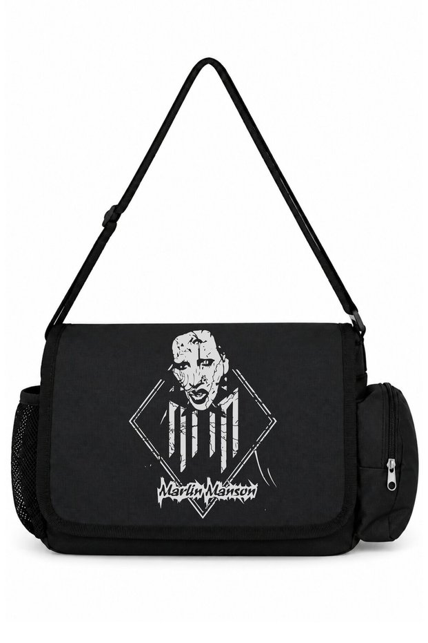 Marilyn Manson Rock Metal Singer Printed School, Sports, Office Multi-Purpose Messenger Bag