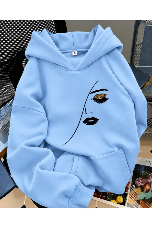 Unisex Men/Women Colorful Face Custom Printed Cotton Oversized Hooded Sweatshirt
