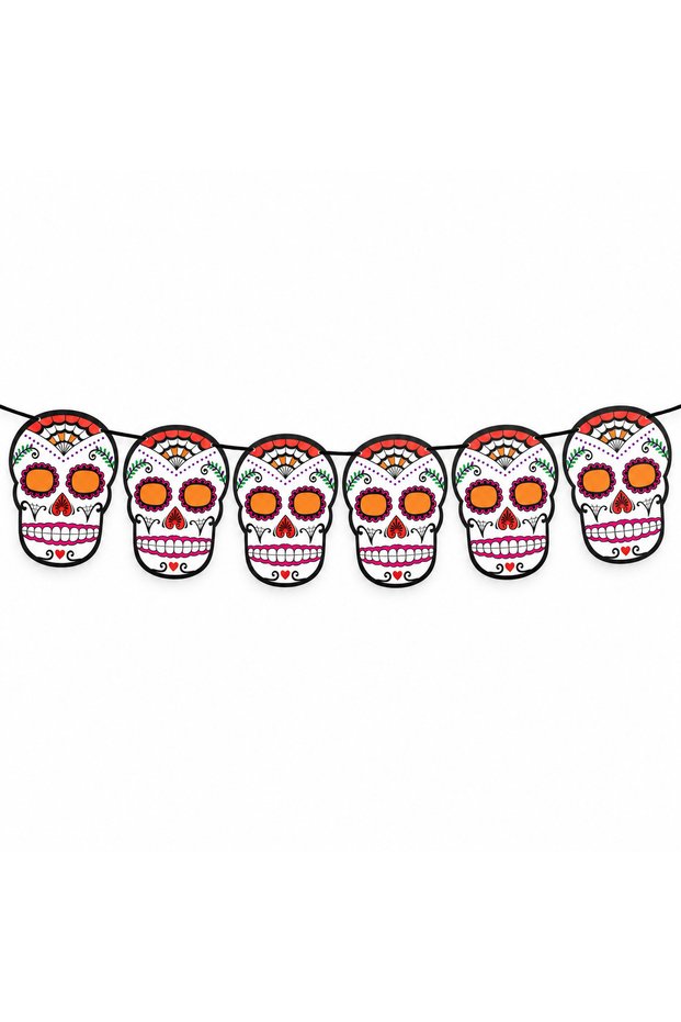 Halloween Skull Cutout Hanging Banner, 6PCS