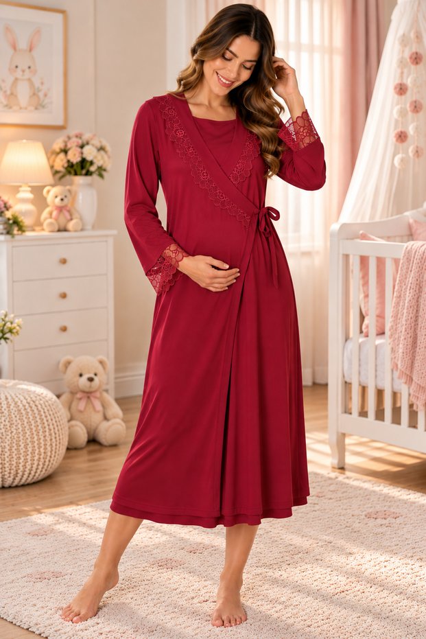 Double-Breasted Tie-Dye Cotton Maternity Single Dressing Gown Effortt