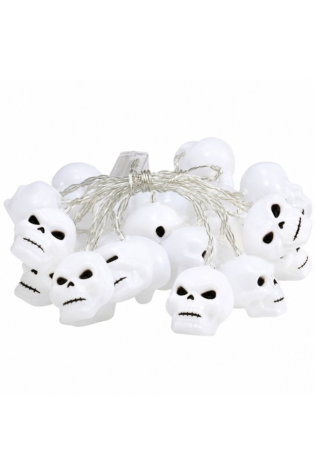 Halloween Skull String Lights – 12PCS Battery Operated, 1.8M