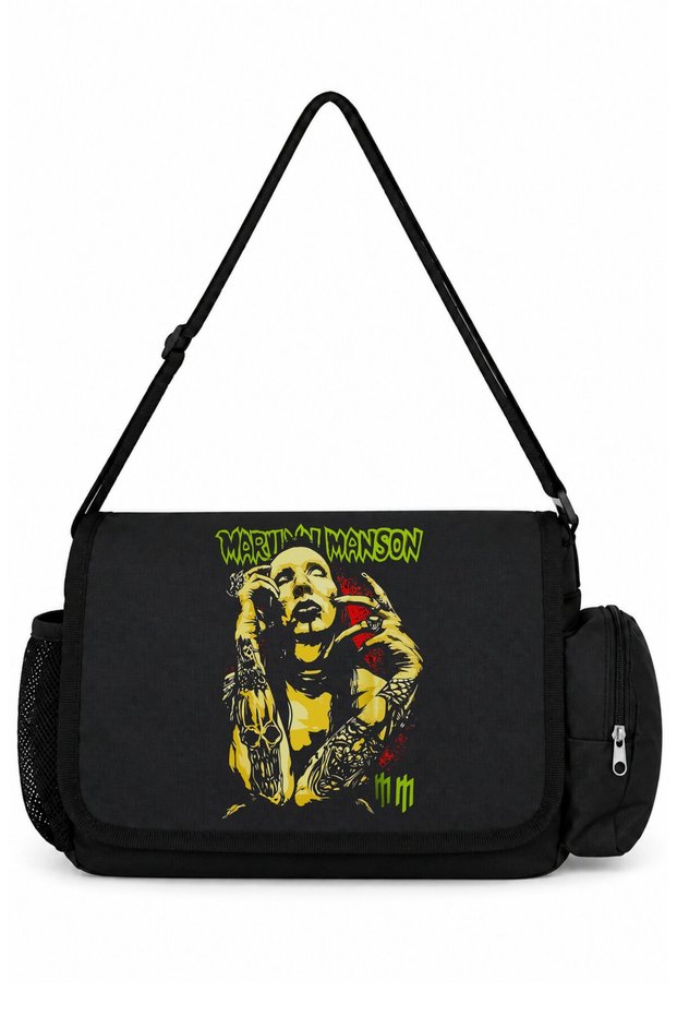 Marilyn Manson Rock Metal Singer Printed School, Sports, Office Multi-Purpose Messenger Bag