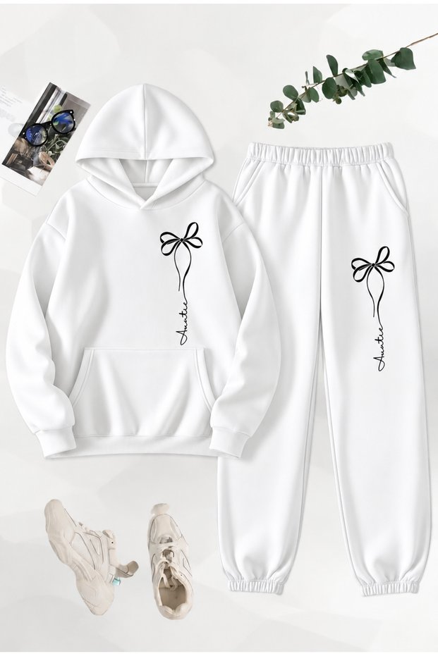Women/Men Detailkrd Custom Printed Cotton Oversize Jogger Hooded Sweatshirt Bottom Top Set