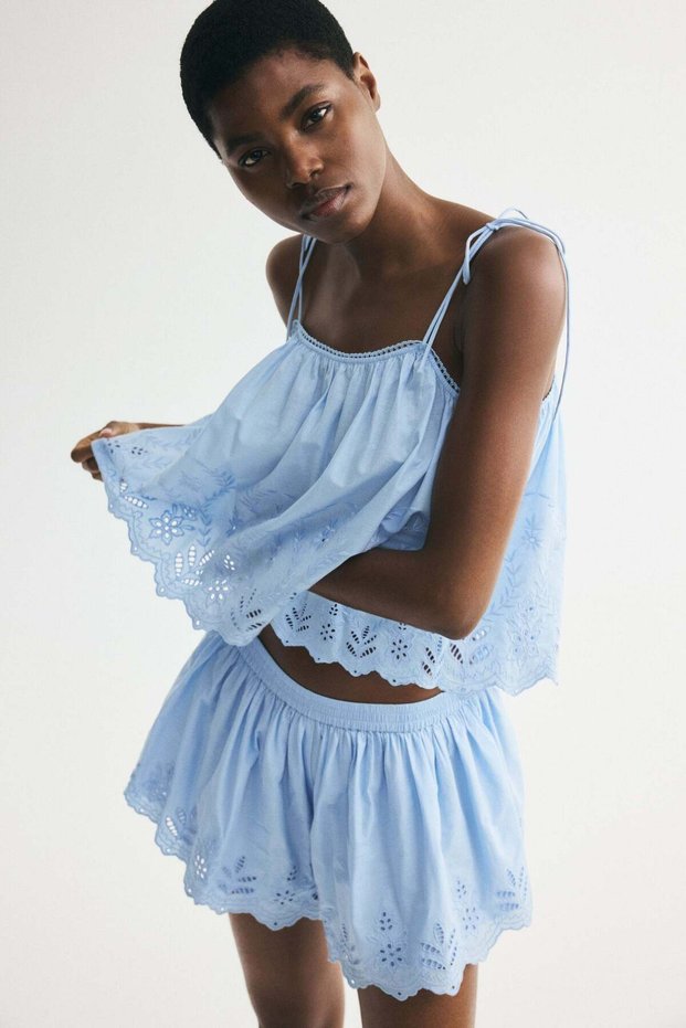Broderie anglaise tie-strap top