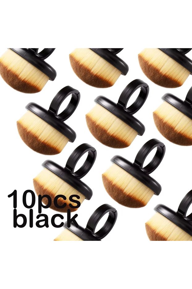 Black 10Pcs 1/10Pcs Manicure Dust Clean Brush Finger Ring Duster Soft Hair Nail Polish Powd