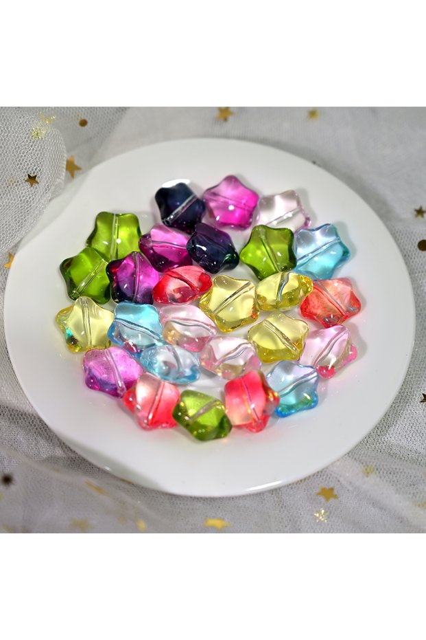 F512 mix color-10pcs 10Pcs 16mm Colorful Fat Star Glass Beads Charms Beads for DIY Jewelry Making Cr