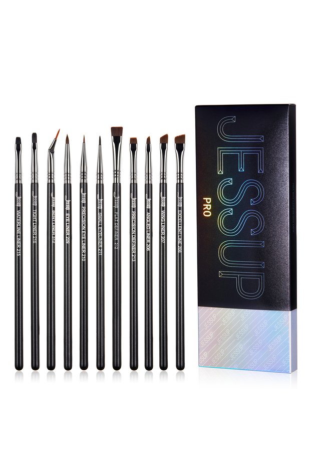 T324-11pcs Eye Set Jessup Eyeliner Brushes Set, 11pcs Eyeliner Brush Professional, Tapered Angled Fl