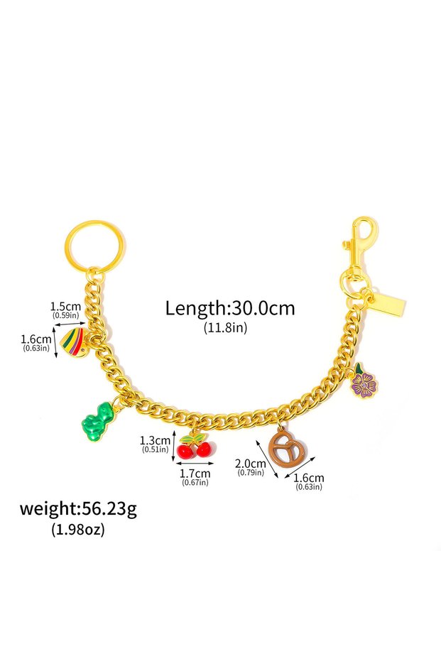 BG00006.57 Stylish Cherry Strawberry Rhinestone Heart Bag Chain Keychain Bag Extension Charm Handbag