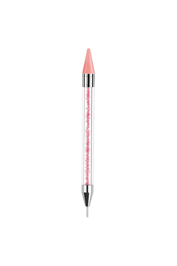 Pink 1Pc Dual-ended Nail Dotting Wax Pen, Rhinestone Picker DIY Nail Art Decoration Tool