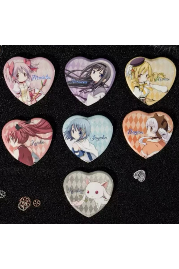7pcs-set 1/7pcs Anime Puelling Magic Madoka Magica Kaname Madoka Akemi Homura‌ 5CM Heart Badge Brooc