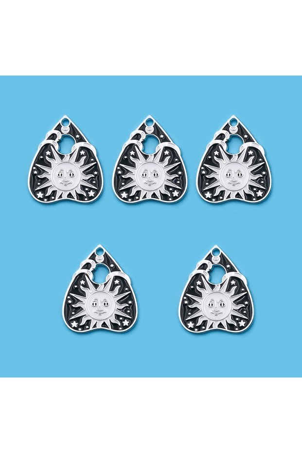 18080-5pcs 5/8pcs/pack Black Tarot Charms Ouijas Board Charms Cat Charm Sun Enamel Alloy Pendant For