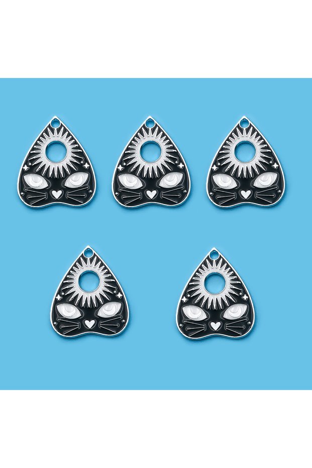 18082-5pcs 5/8pcs/pack Black Tarot Charms Ouijas Board Charms Cat Charm Sun Enamel Alloy Pendant For