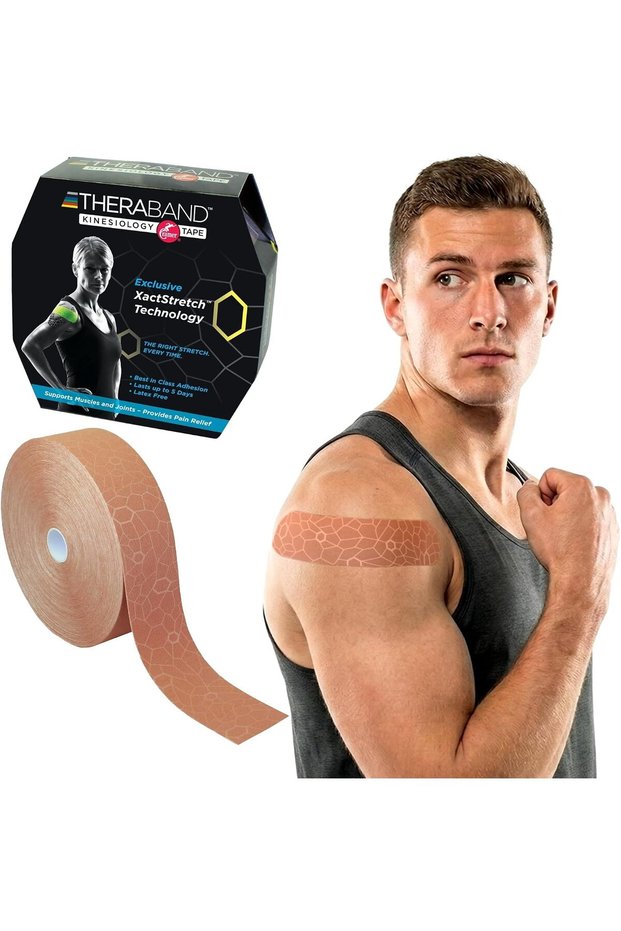 Kinesiology Tape, Waterproof Physio Tape for Pain Relief, Muscle & Joint Support, Standard Roll with XactStretch Application Indicators, 2 Inch x 103.3 Foot Bulk Roll, Beige/Beige