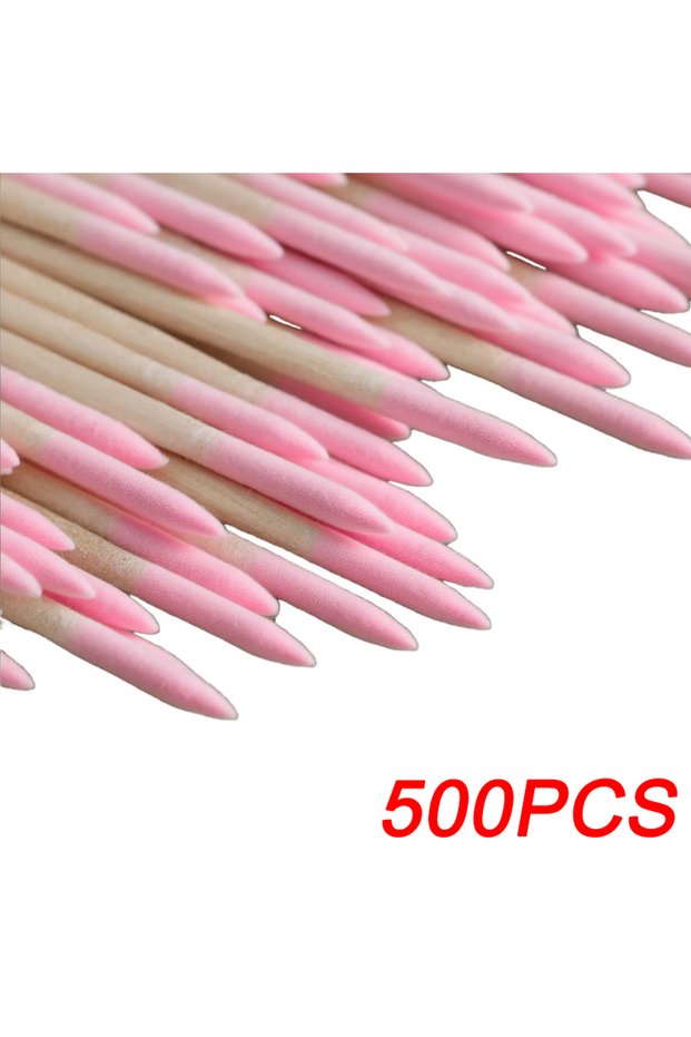 Pink 500Pcs 100/500Pcs Nails Wooden Tip Cotton Stick Buds Disposable Ultra-Detail Corrector