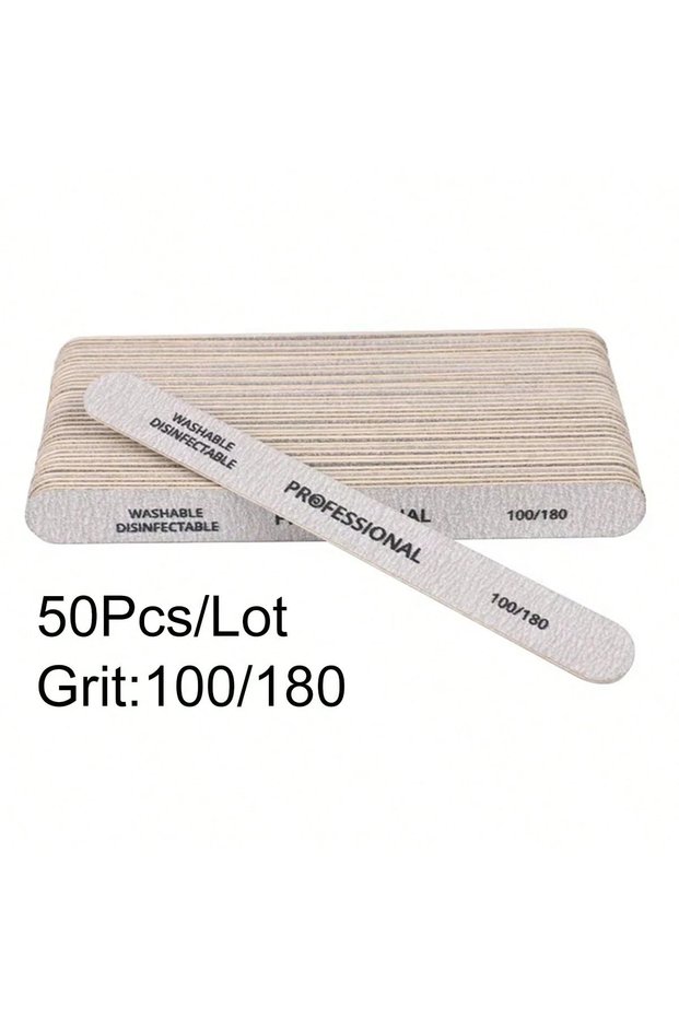 50Pcs 100-180 Grit 50Pcs Wooden Nail File Professional Sanding Buffer Files 100/180/240 Double Side