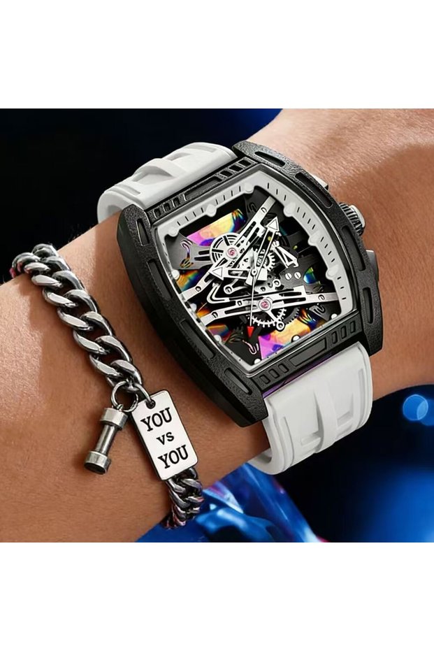 White No Box 2PCS Men's Fashion Creative Quartz Watch Daily Matching, The Best Gift For Father's Day