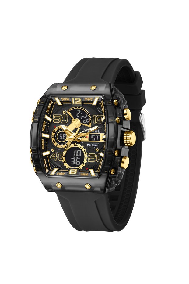 BLACK GOLD SMAEL Brand 8109 New Electronic Watch Fashion Square Dual Display Waterproof Luminous Mul