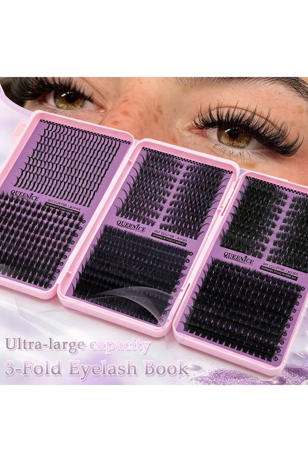 Six Styles Mix DIY Cluster Lashes 3‑Fold Eyelash Book Large Capacity 6 Styles Mixed Individual Lashe