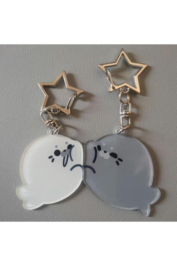 1Set ★▲Charming Cartoon Little Seal Keychain 1Pair Exquisite Acrylic for Backpack Gifts