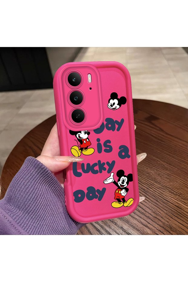 Realme C75 4g Compatible Pink Red Silicone Cartoon Pattern Case Shockproof Camera Protection