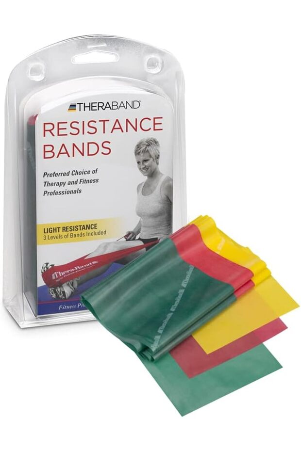 Professional Resistance Non-Latex Elastic Bands Set For Upper & Lower Body Exercise - Yellow & Red & Green